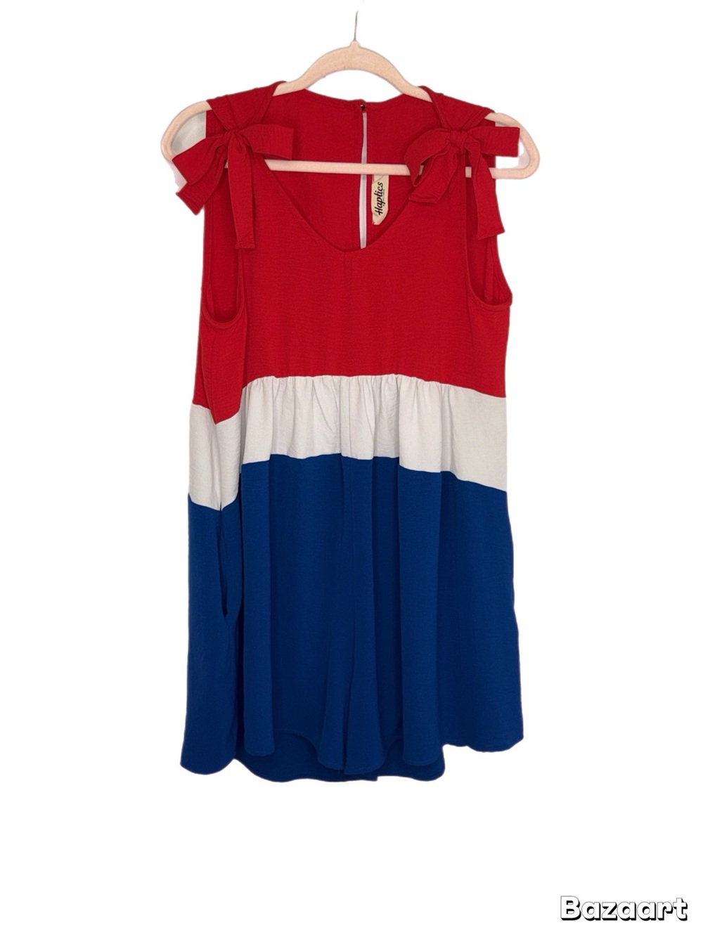 Haptics by Holly Harper  Colorblock Tie-Shoulder - Red/White/Blue romper 1X